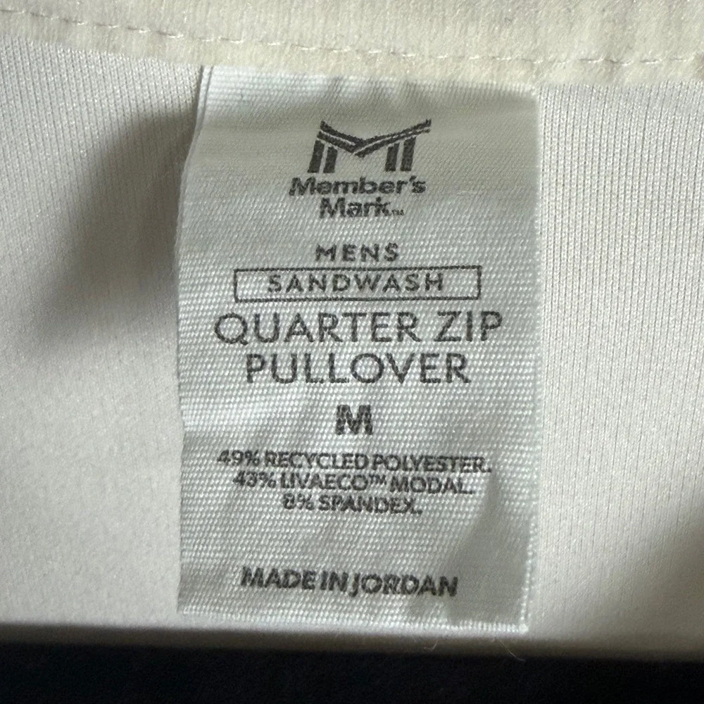 Member's Mark Mens Sandwash Quarter Zip Pullover Beige Cream Size‎ M Mock Neck